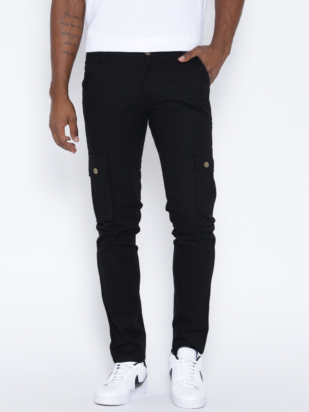 Buy Hubberholme Men Black Slim Fit Cargo Trousers Trousers for Men