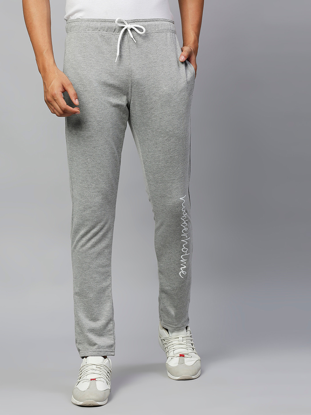Buy Hubberholme Men Grey Melange Slim Fit Track Pants Track Pants for