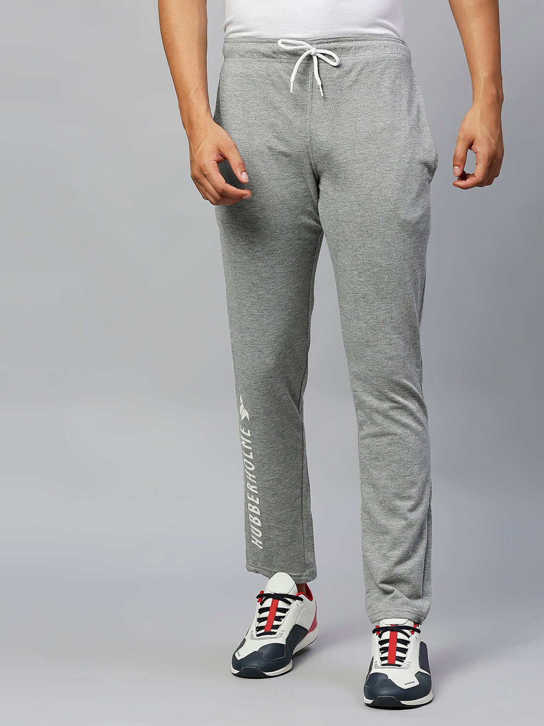 Buy Hubberholme Grey Melange Slim Fit Track Pants Track Pants for Men