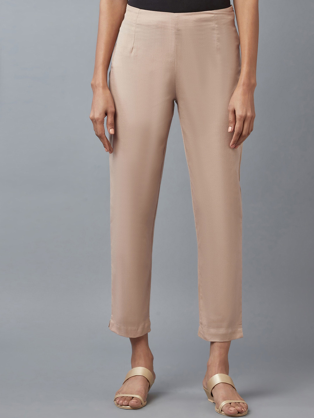 Buy W Women Beige Slim Fit Trousers Trousers for Women 18054492 Myntra