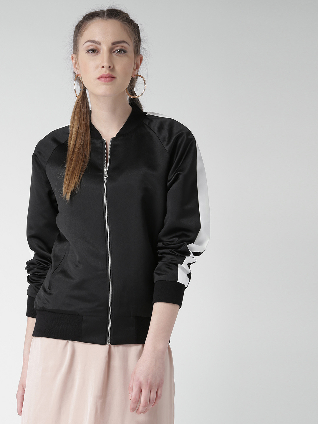 Buy FOREVER 21 Black Embroidered Back Bomber Jacket Jackets for Women