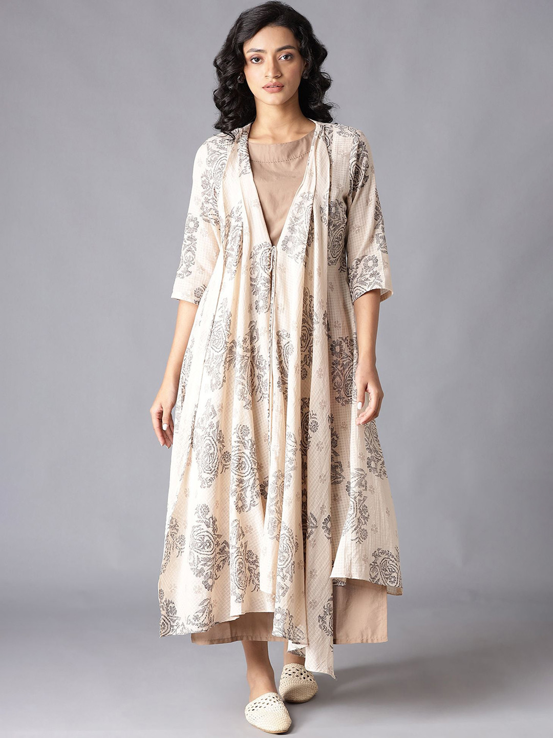 Women Off-White & Beige Ethnic Kurta Set main image 0
