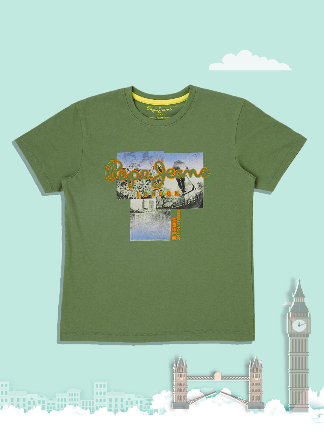 Buy Pepe Jeans Boys Olive Green Graphic Printed T Shirt - Tshirts for ...