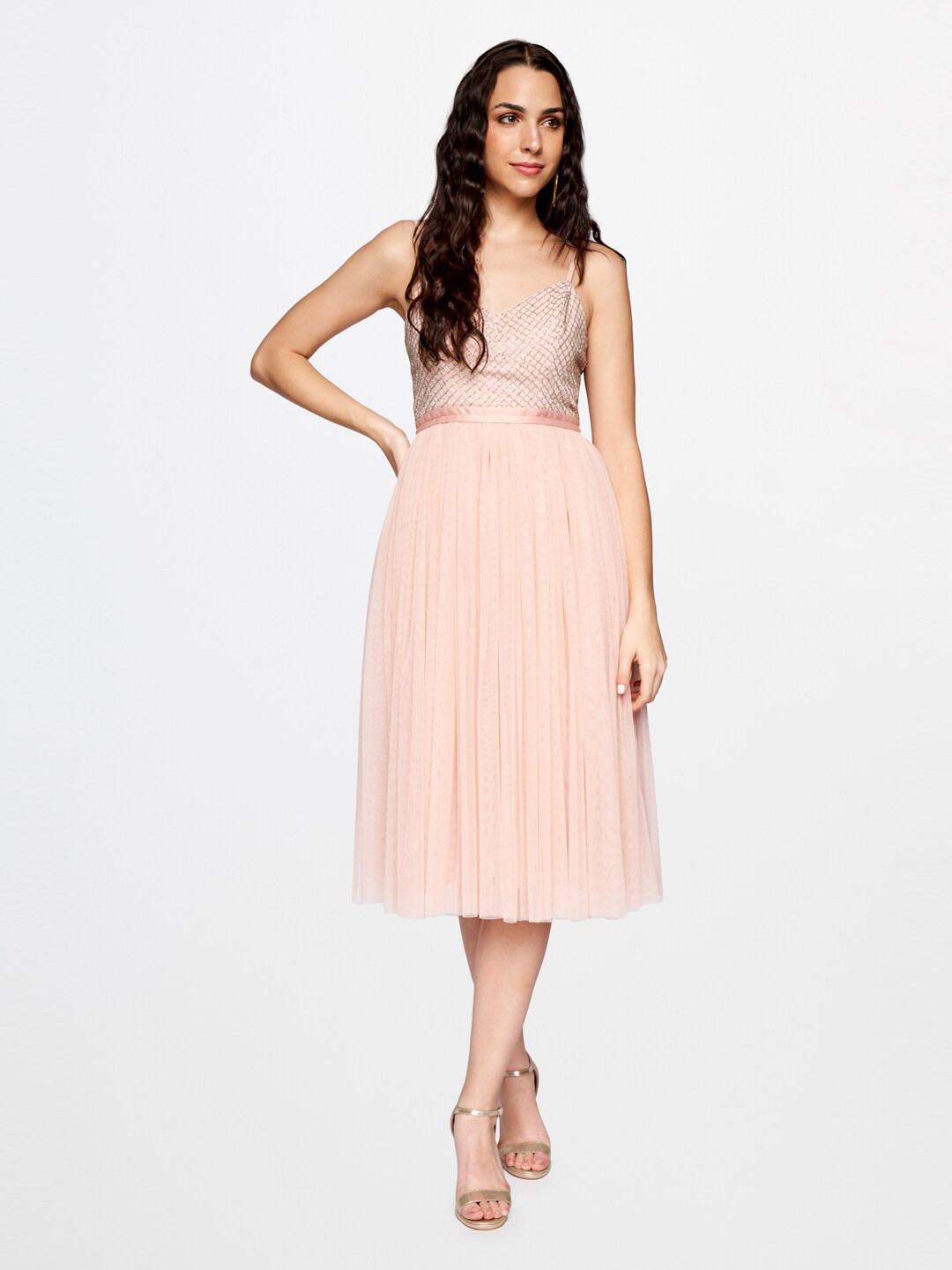 Buy AND Peach Coloured Midi Dress Dresses for Women 18056016 Myntra