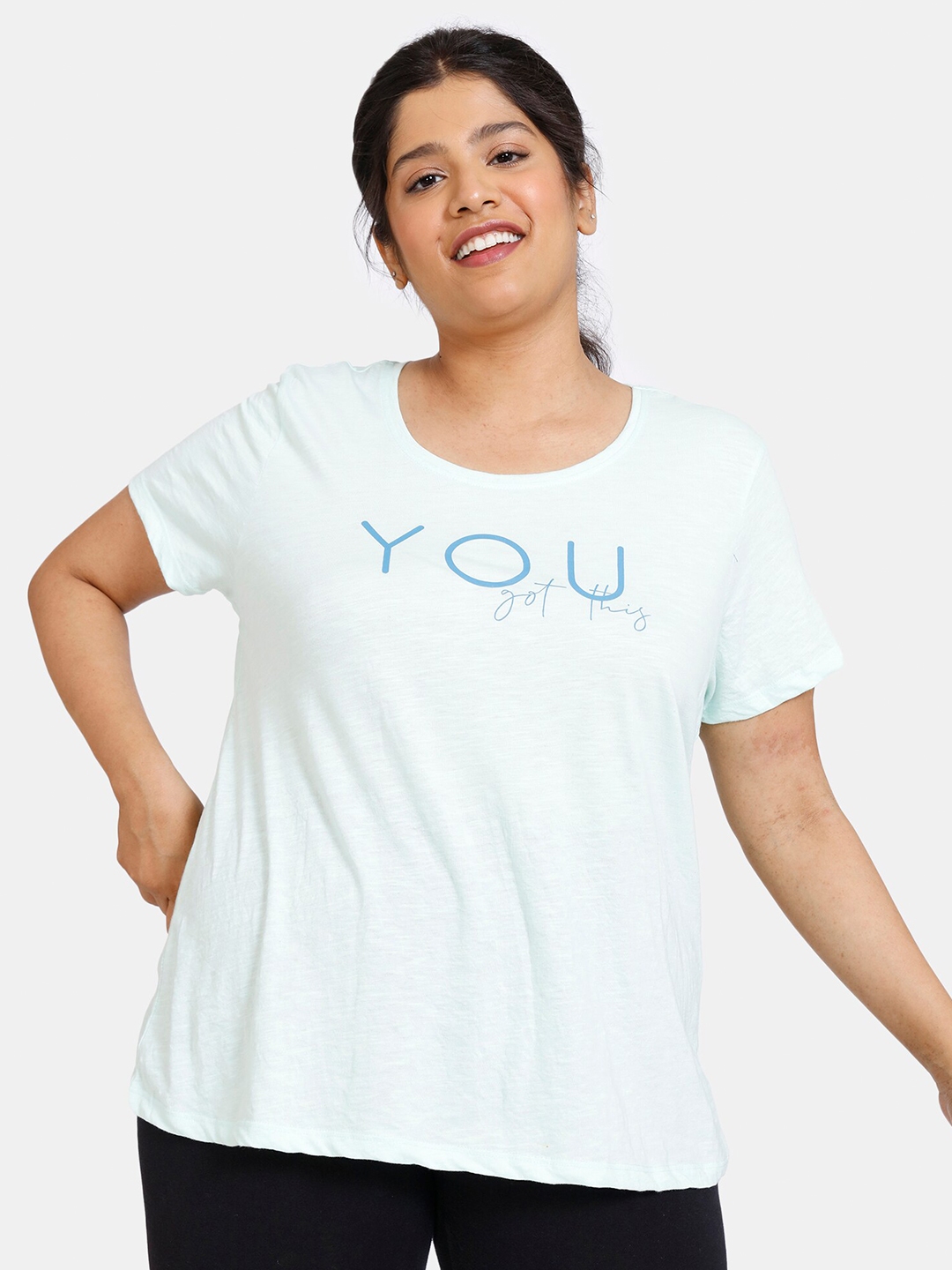 Buy Zivame Women Plus Size Blue Typography Print Top Tops for Women