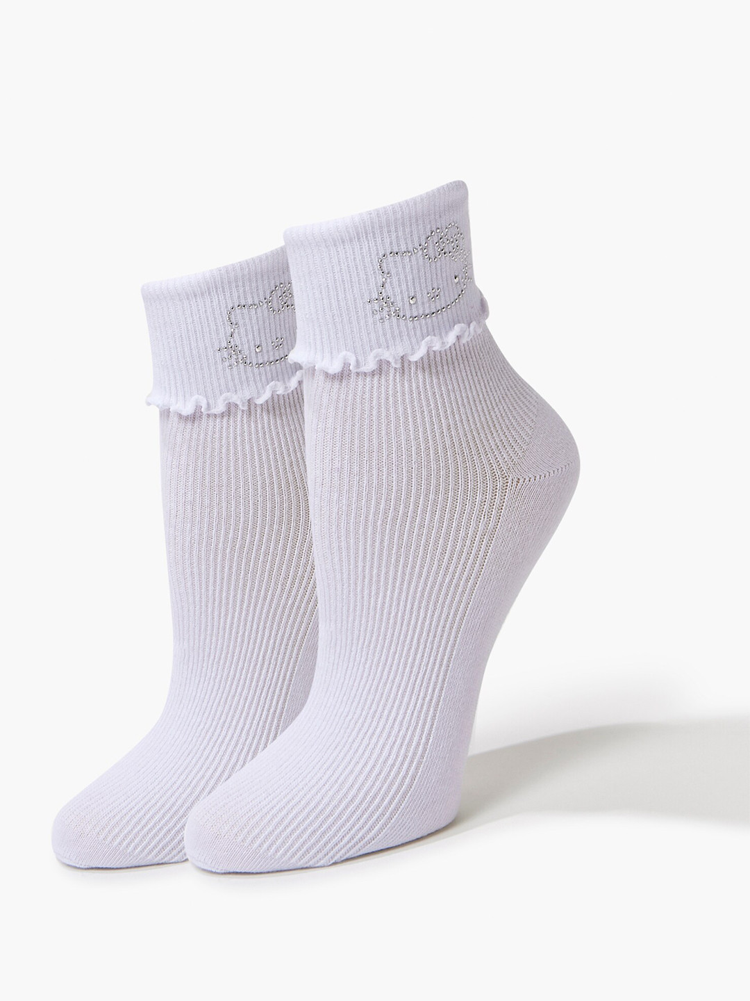 Buy Forever 21 Pack Of 2 White Solid Crew Socks Socks for Women