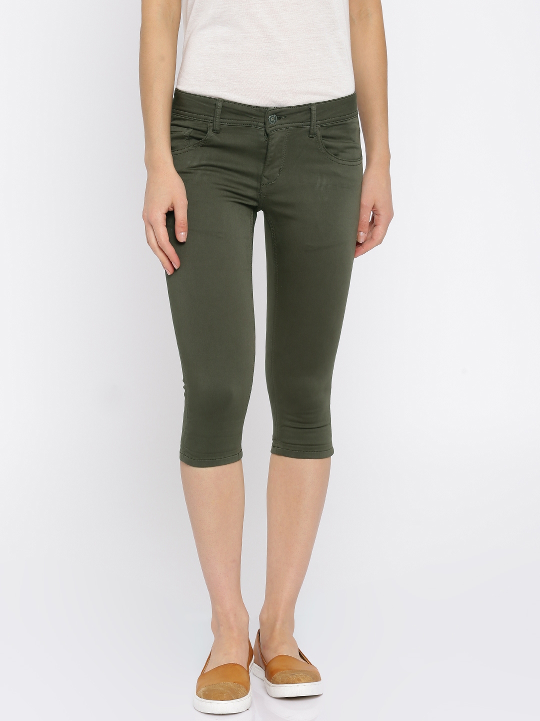 olive green capri jeans