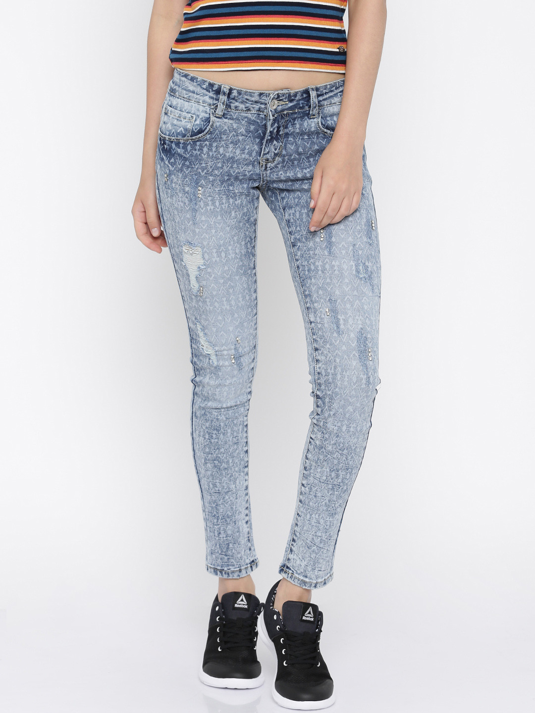 Buy Deal Jeans Women Blue Printed Skinny Fit Stretchable Jeans Jeans for Women 1806036 Myntra
