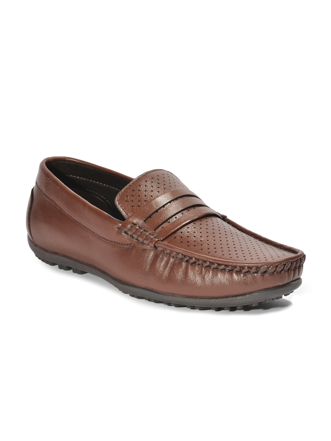 Buy Liberty Men Tan Textured Leather Loafers - Casual Shoes for Men ...
