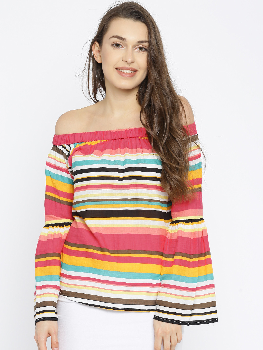 multicoloured striped top womens