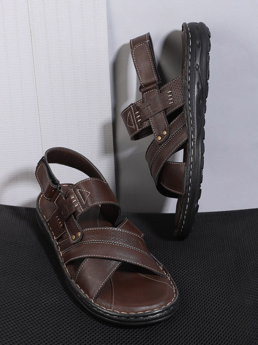 Buy Carlton London Men Brown Comfort Sandals Sandals for Men 18062922