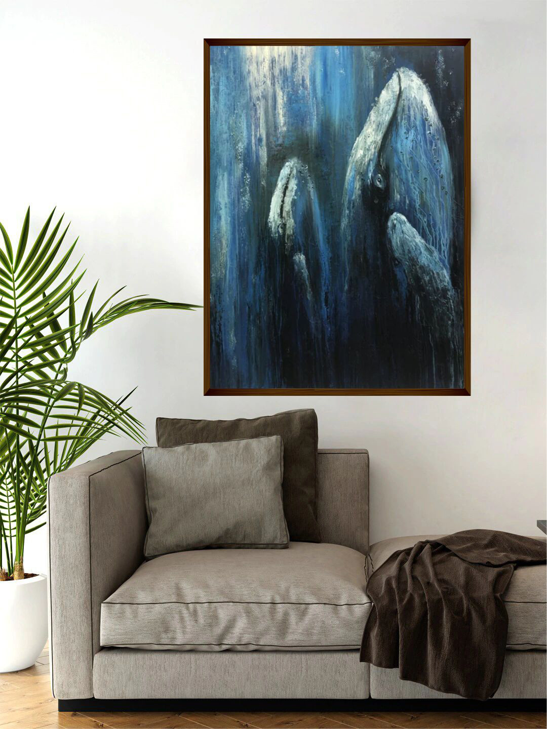Buy The Art House Black & Blue Abstract Painting Framed Wall Art Wall