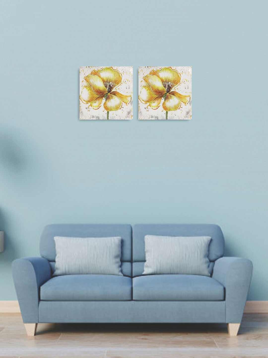 Buy MARKET99 Yellow & White Hand Made Oil Painting Wall Art Wall Art