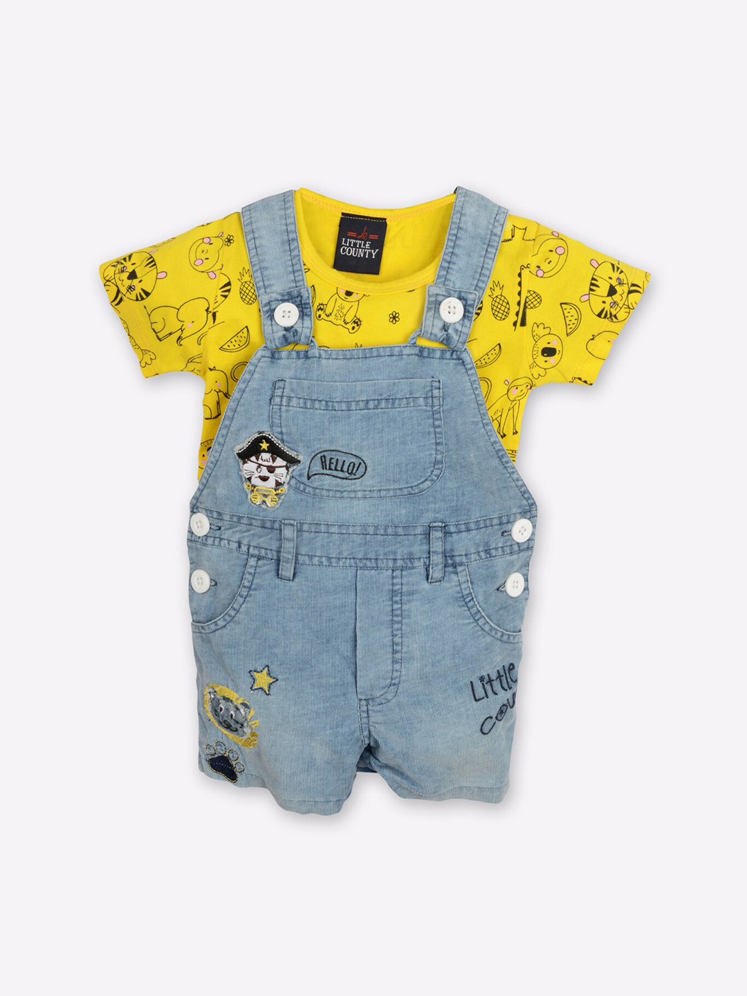 Buy Little County Infant Boys Blue & Yellow Printed Pure Cotton