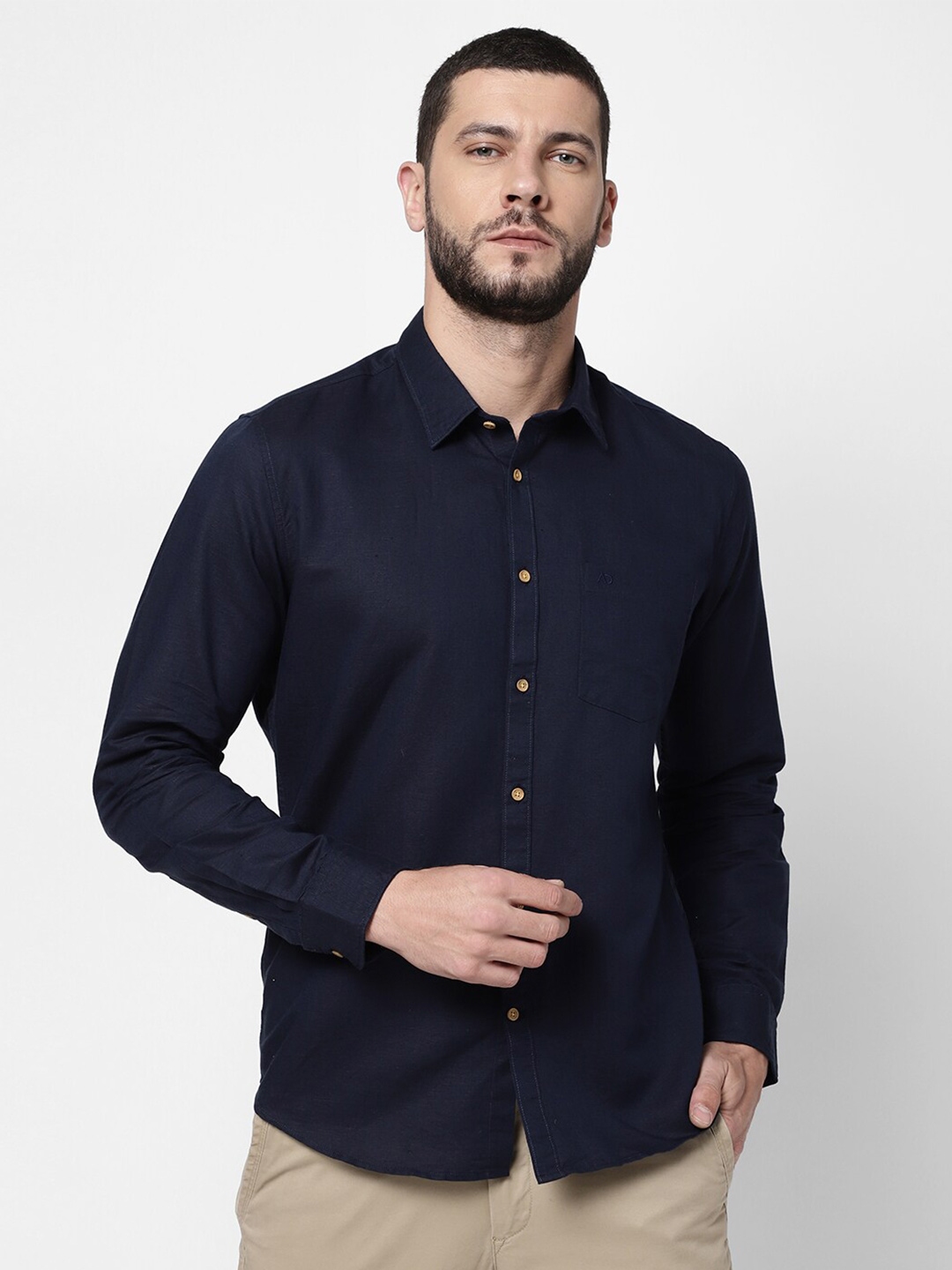 Buy AD By Arvind Men Navy Blue Casual Shirt - Shirts for Men 18067602 ...