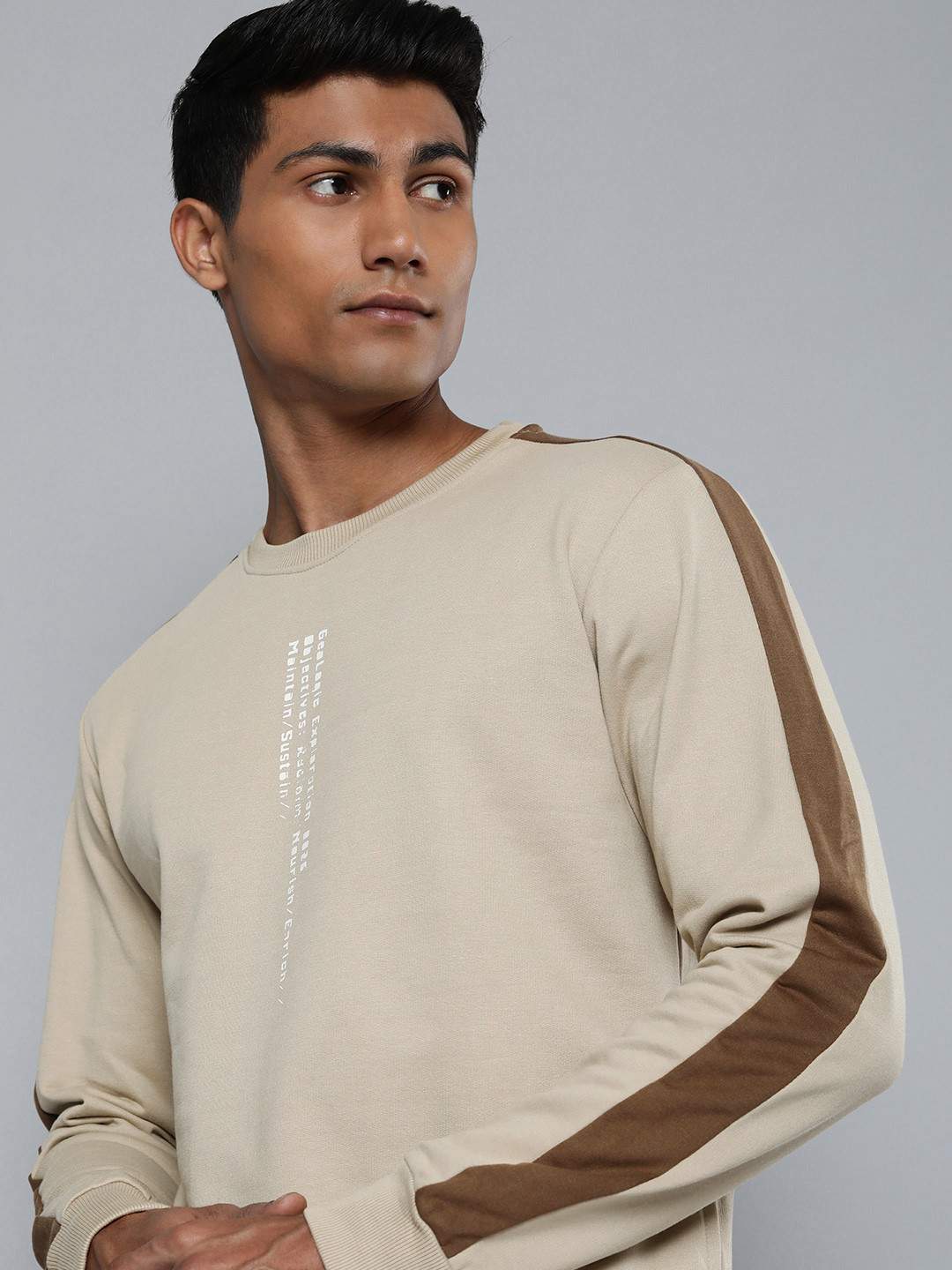 Buy Ether Men Beige Solid Sweatshirt Sweatshirts for Men 18071484