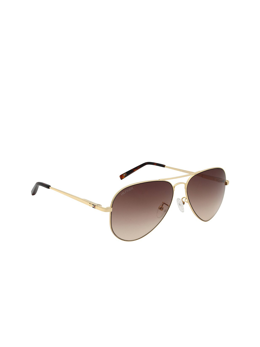 Buy Tommy Hilfiger Brown Lens & Gold Aviator Sunglasses & UV Protected
