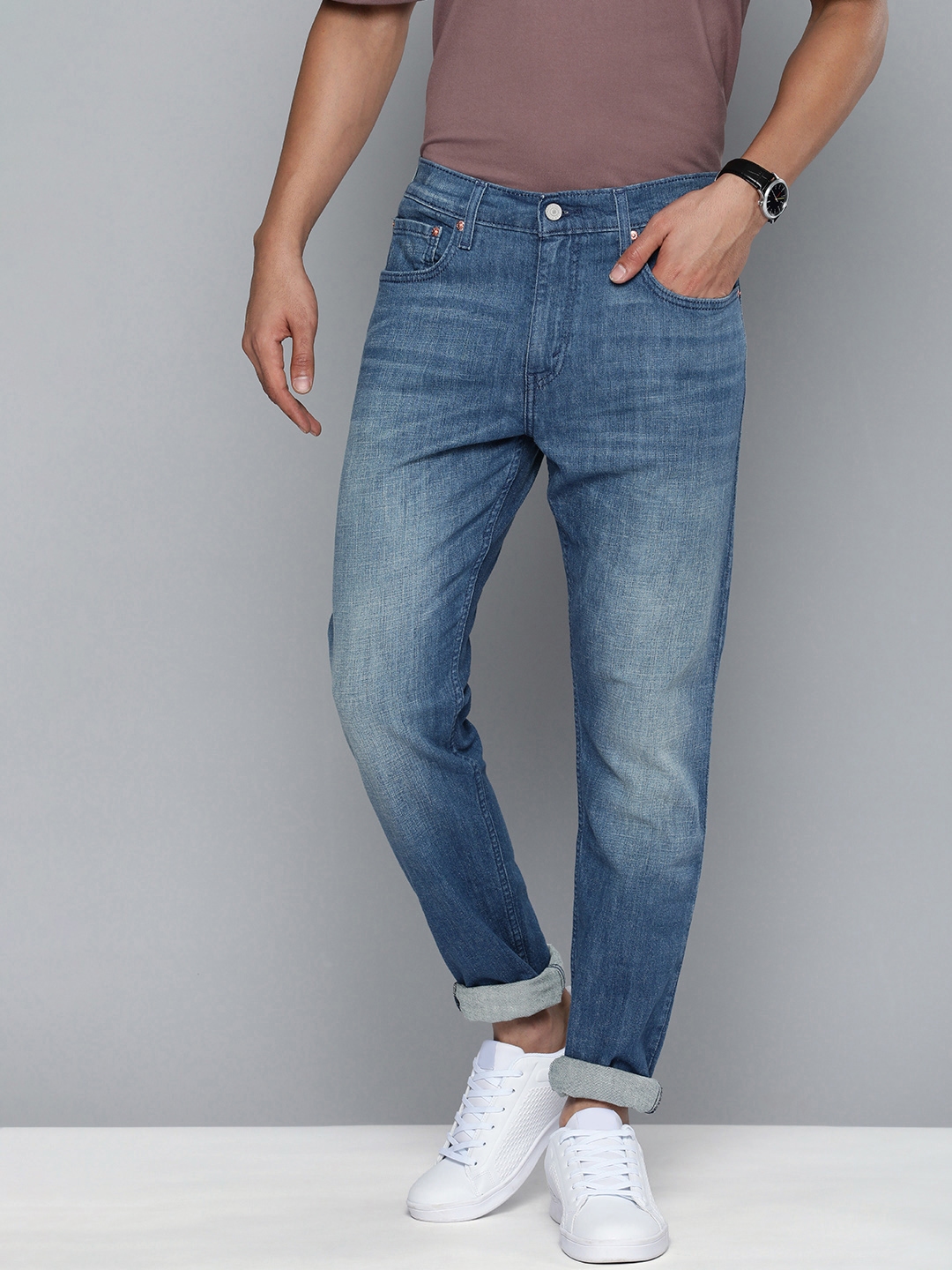 Buy Levis Men Blue Light Fade Stretchable Tapered Fit Casual Jeans ...