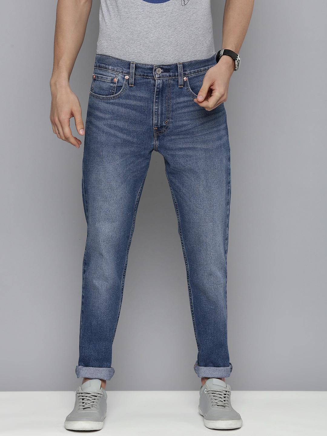 Buy Levis Men Blue Tapered Fit Light Fade Stretchable Casual Jeans Jeans for Men 18074852 Myntra