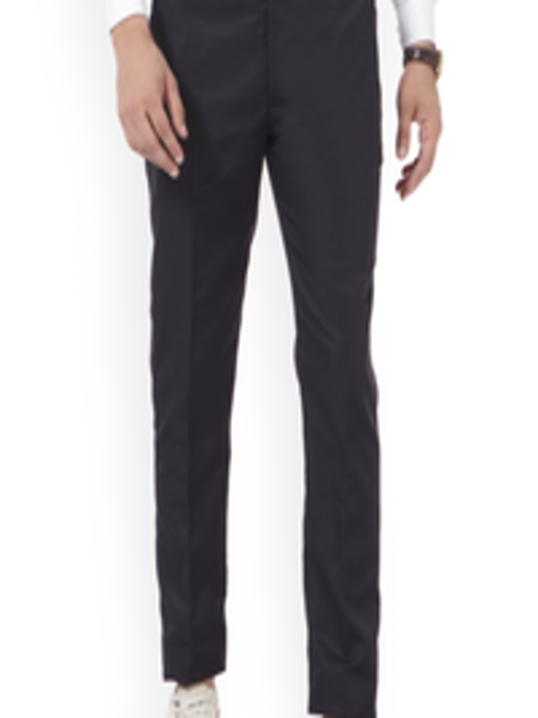 Buy Vandnam Fabrics Men Navy Blue Smart Slim Fit Trousers - Trousers ...