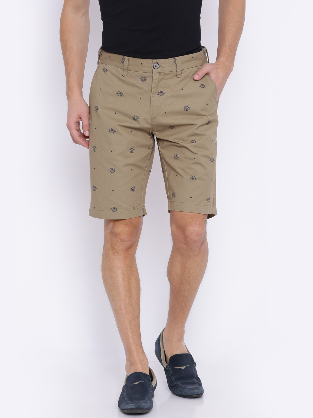 Buy U.S. Polo Assn. Men Khaki Printed Slim Fit Chino Shorts Shorts