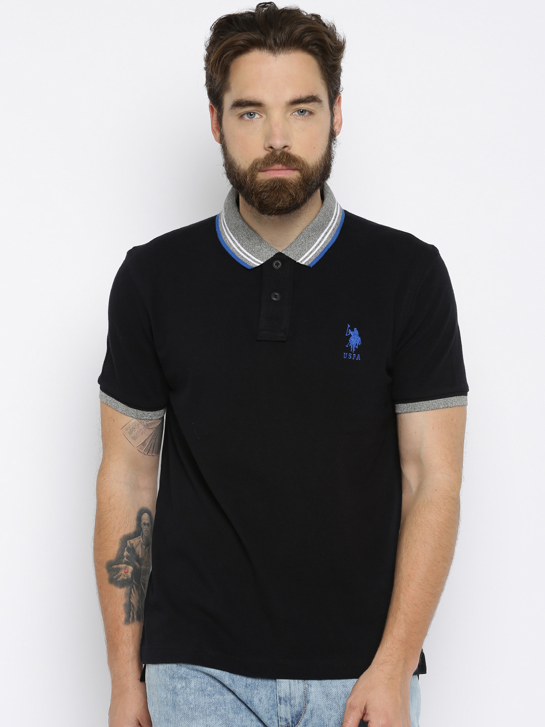 U.S. Grand Black Cotton Men's Polo Shirt main image 1