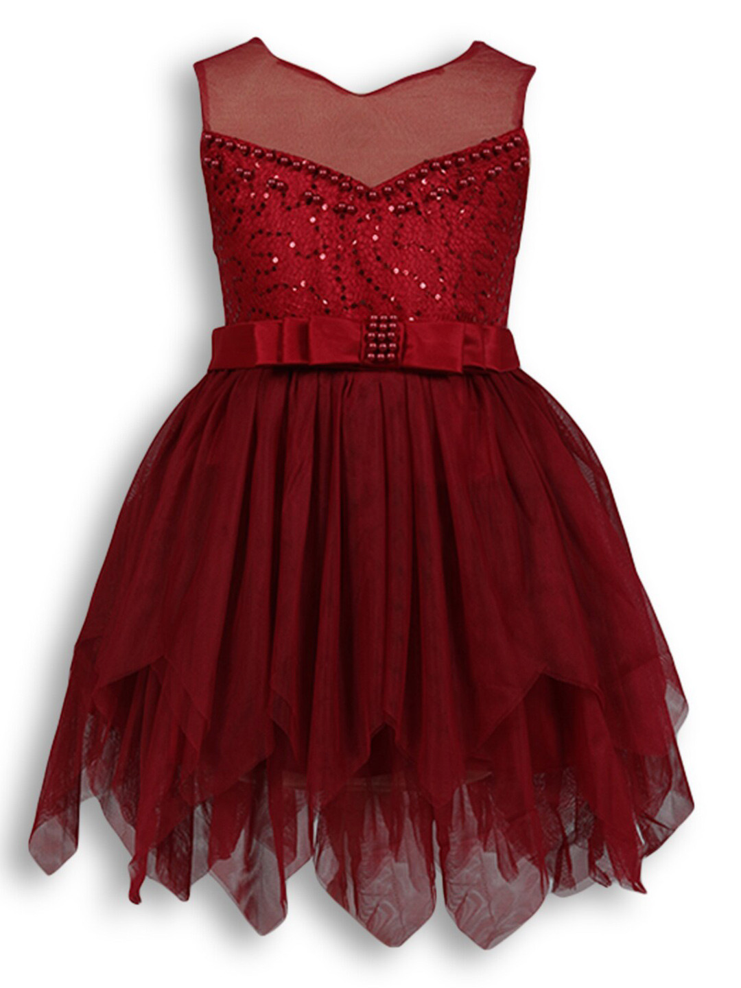 Buy Hopscotch Girls Red Embellished Bow Party Dress Dresses for Girls