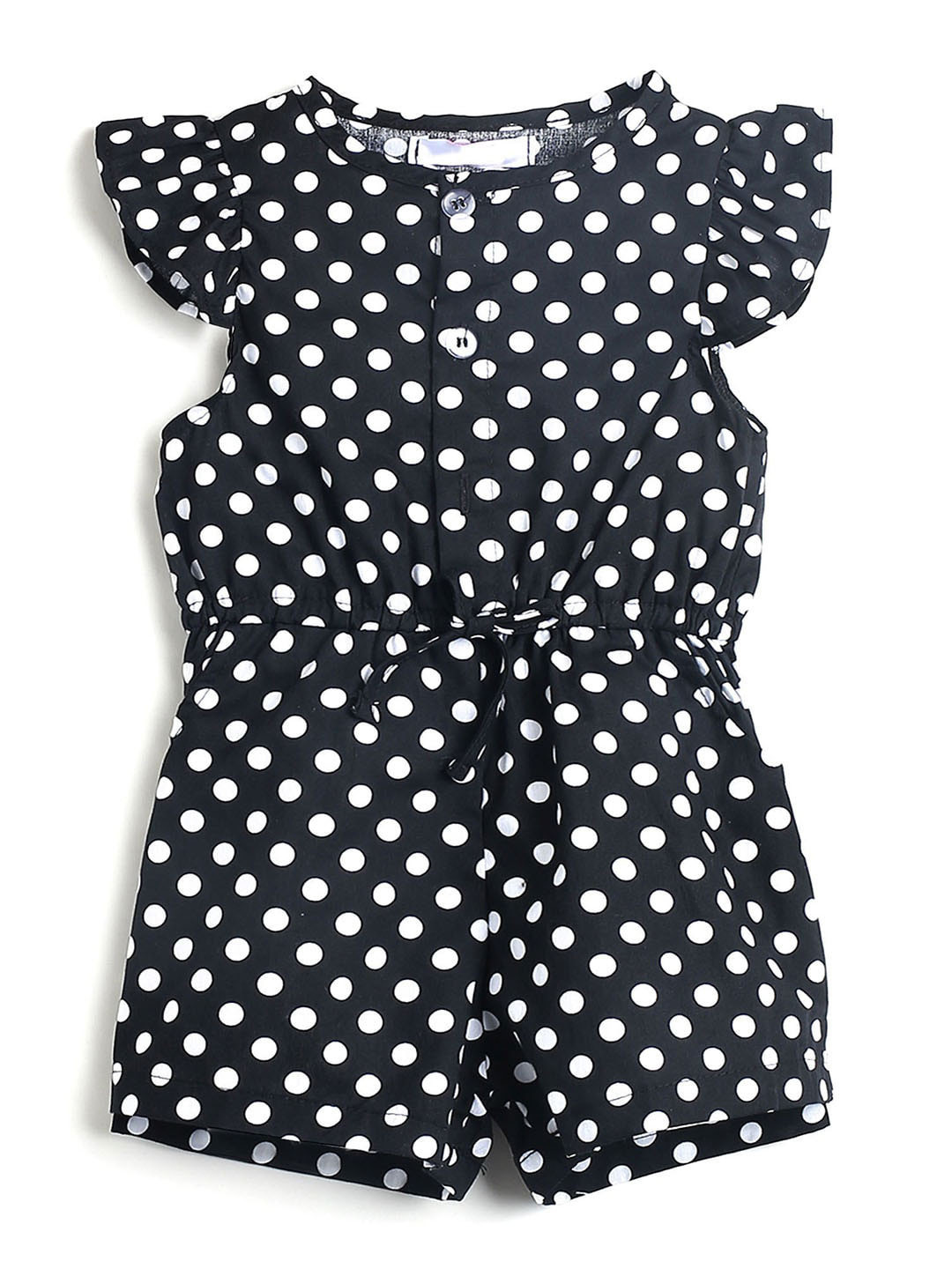 Buy Hopscotch Girls Black & White Polka Dot Printed Jumpsuit Jumpsuit