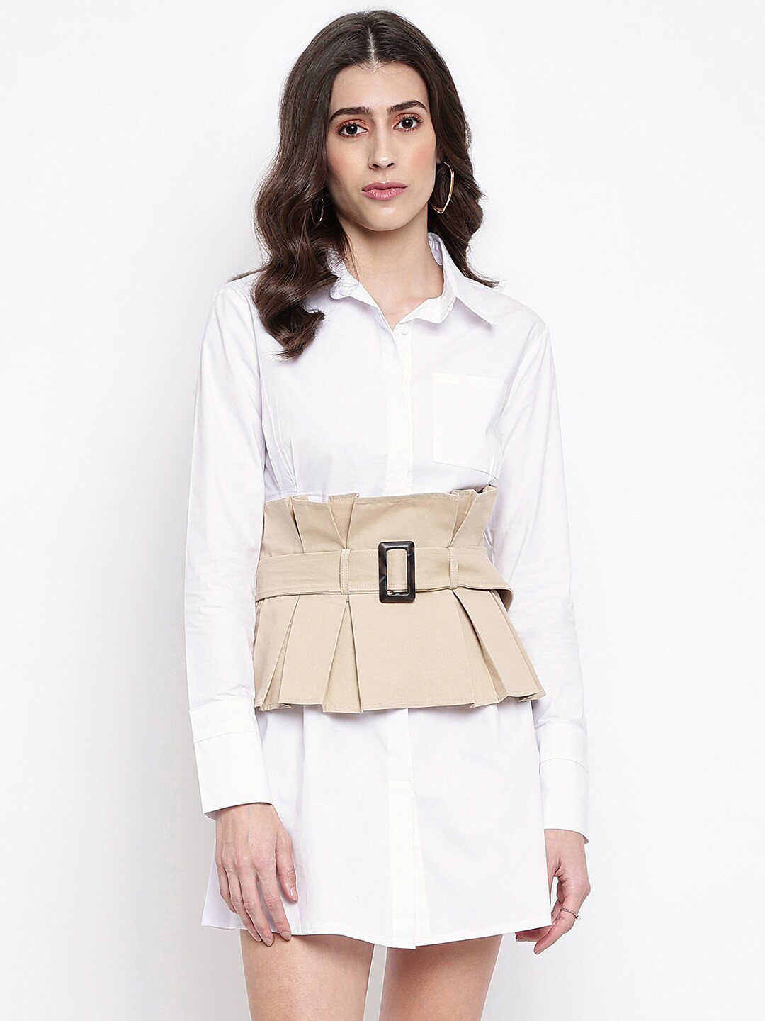 Buy Iki Chic White Shirt Mini Dress With Corset Waist Belt Dresses for Women 18079944 Myntra
