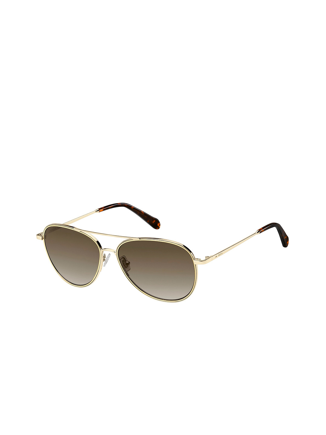 Buy Fossil Women Brown Lens & Gold Toned Aviator Sunglasses