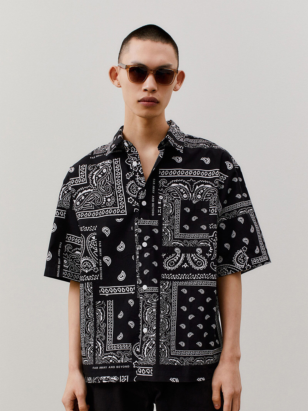 Buy H&M Men Black Relaxed Fit Short Sleeved Cotton Shirt Shirts for