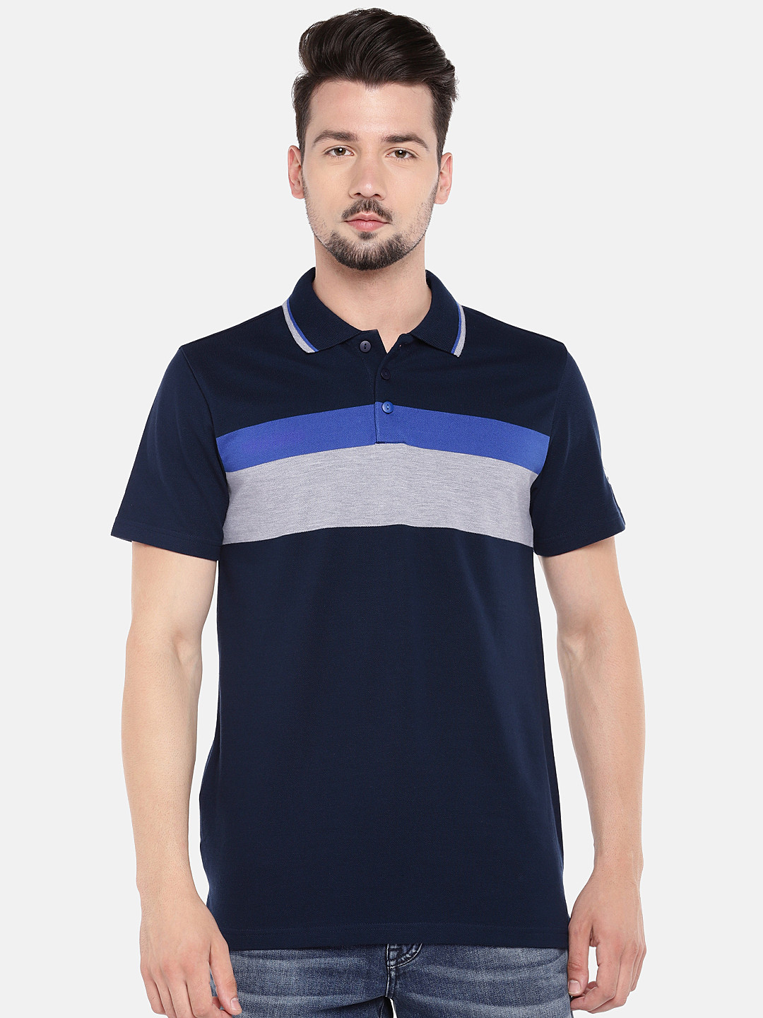 Buy ADIDAS Men Navy YD ST 2 Striped Detail Polo Collar T Shirt