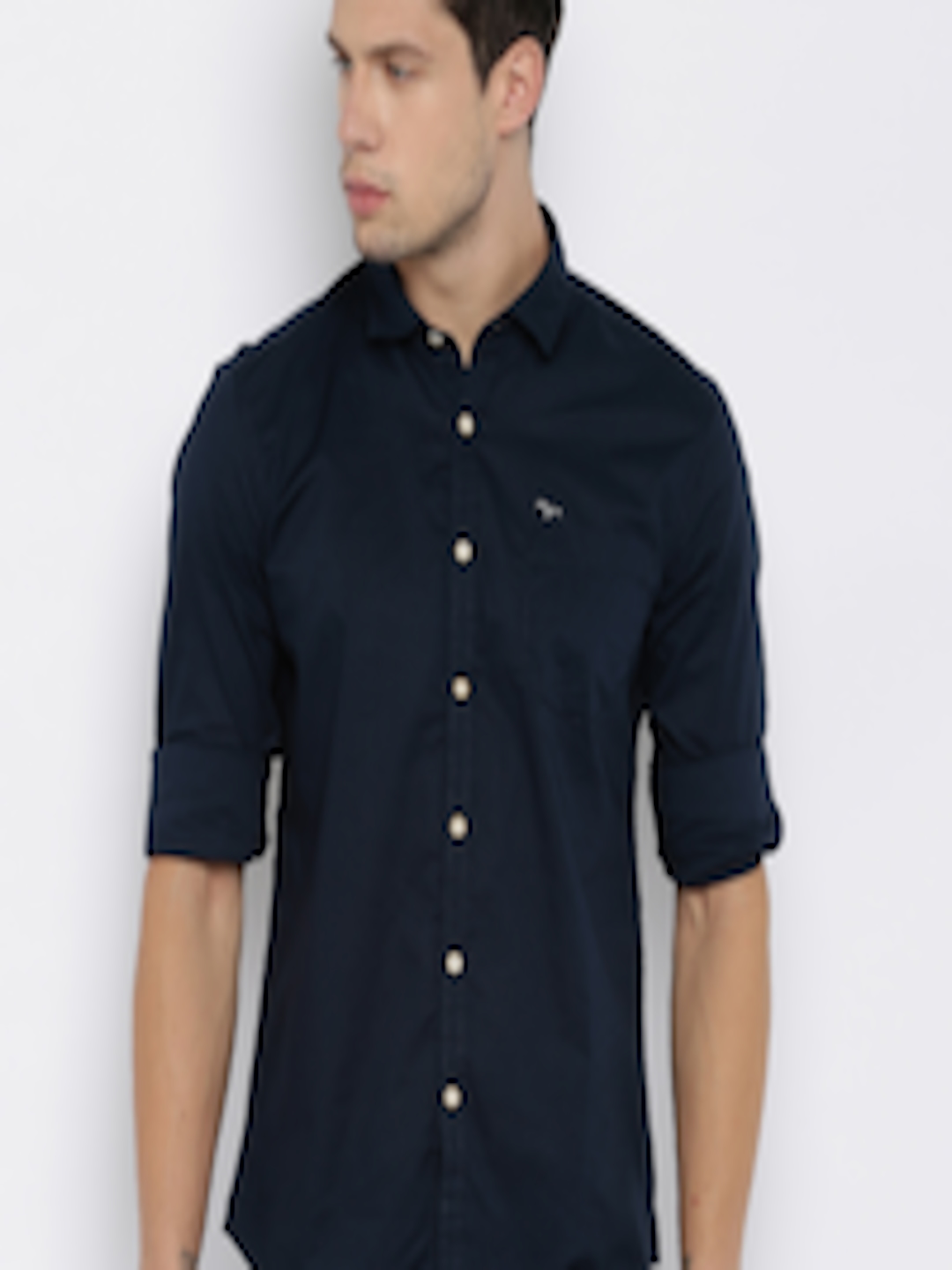Buy Flying Machine Navy Blue Slim Fit Solid Casual Shirt - Shirts for ...