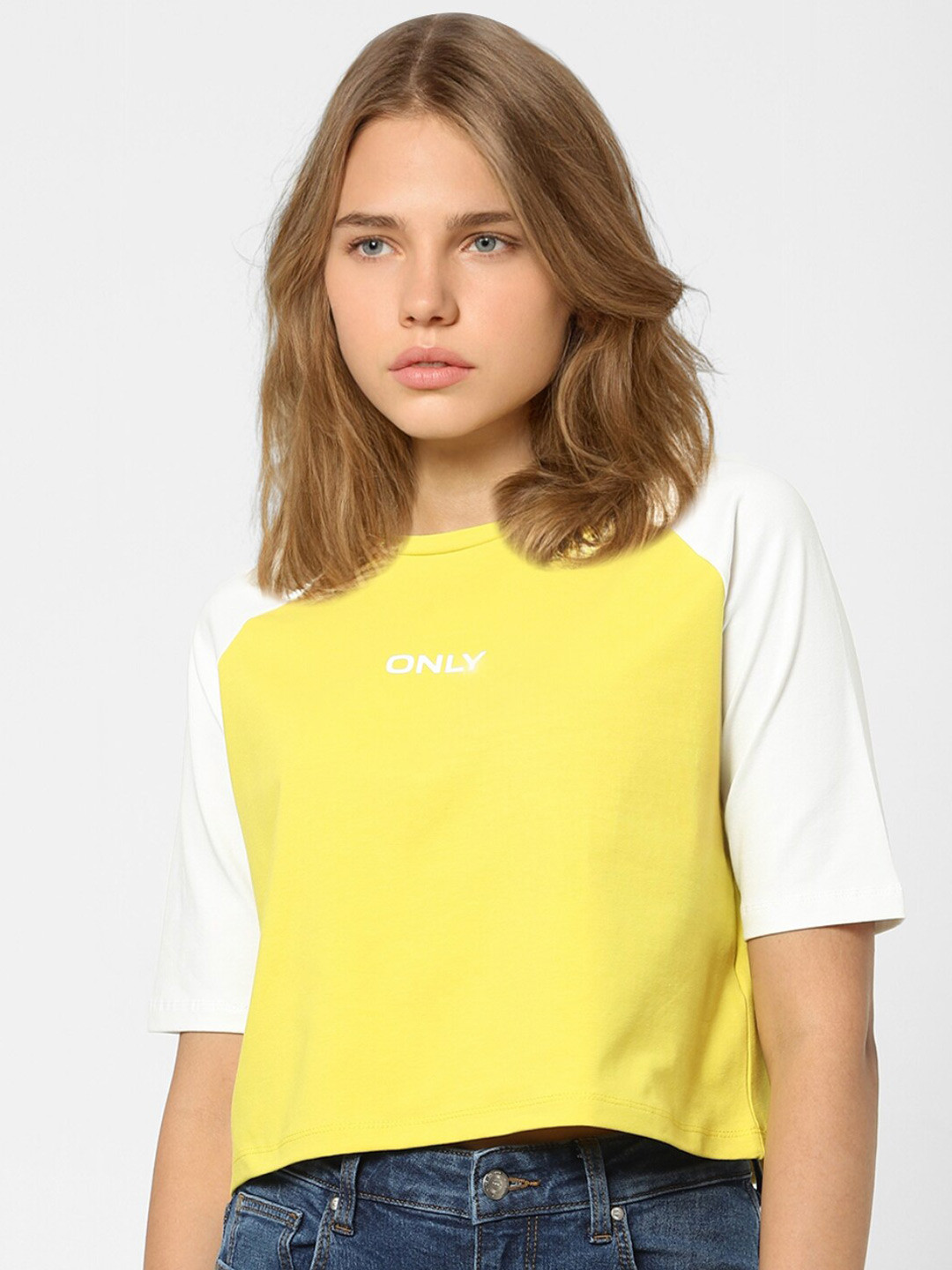 Buy ONLY Women Yellow Colourblocked T Shirt Tshirts for Women 18092866 Myntra
