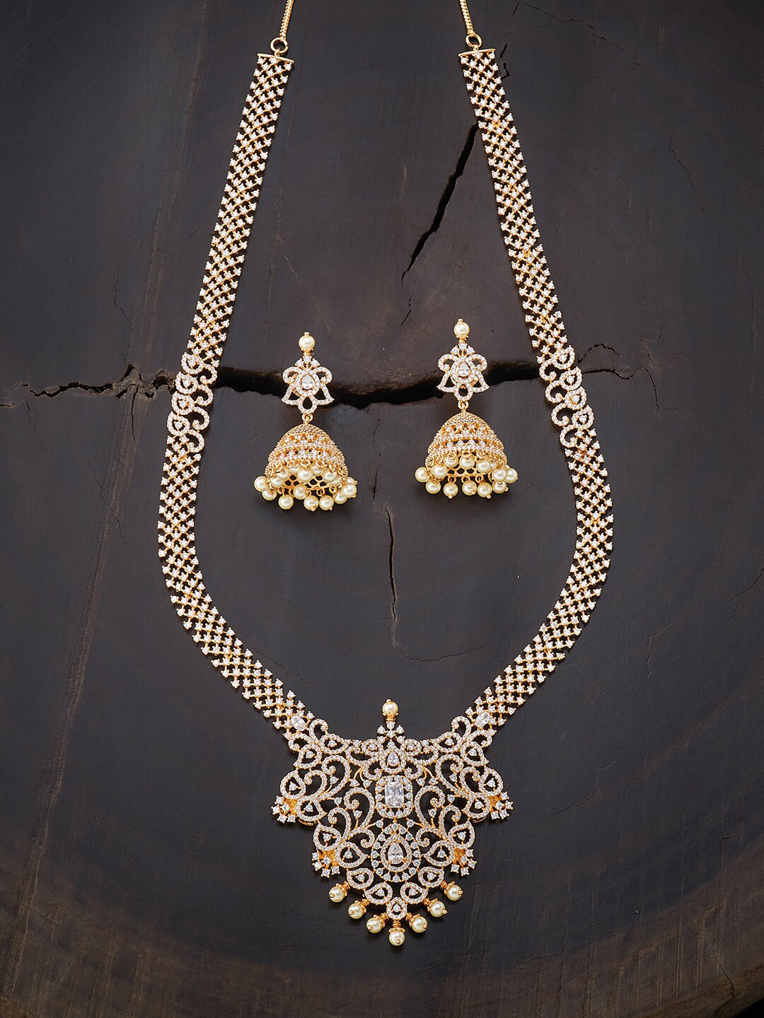 Buy Kushal's Fashion Jewellery Gold Plated & White Jewellery Set