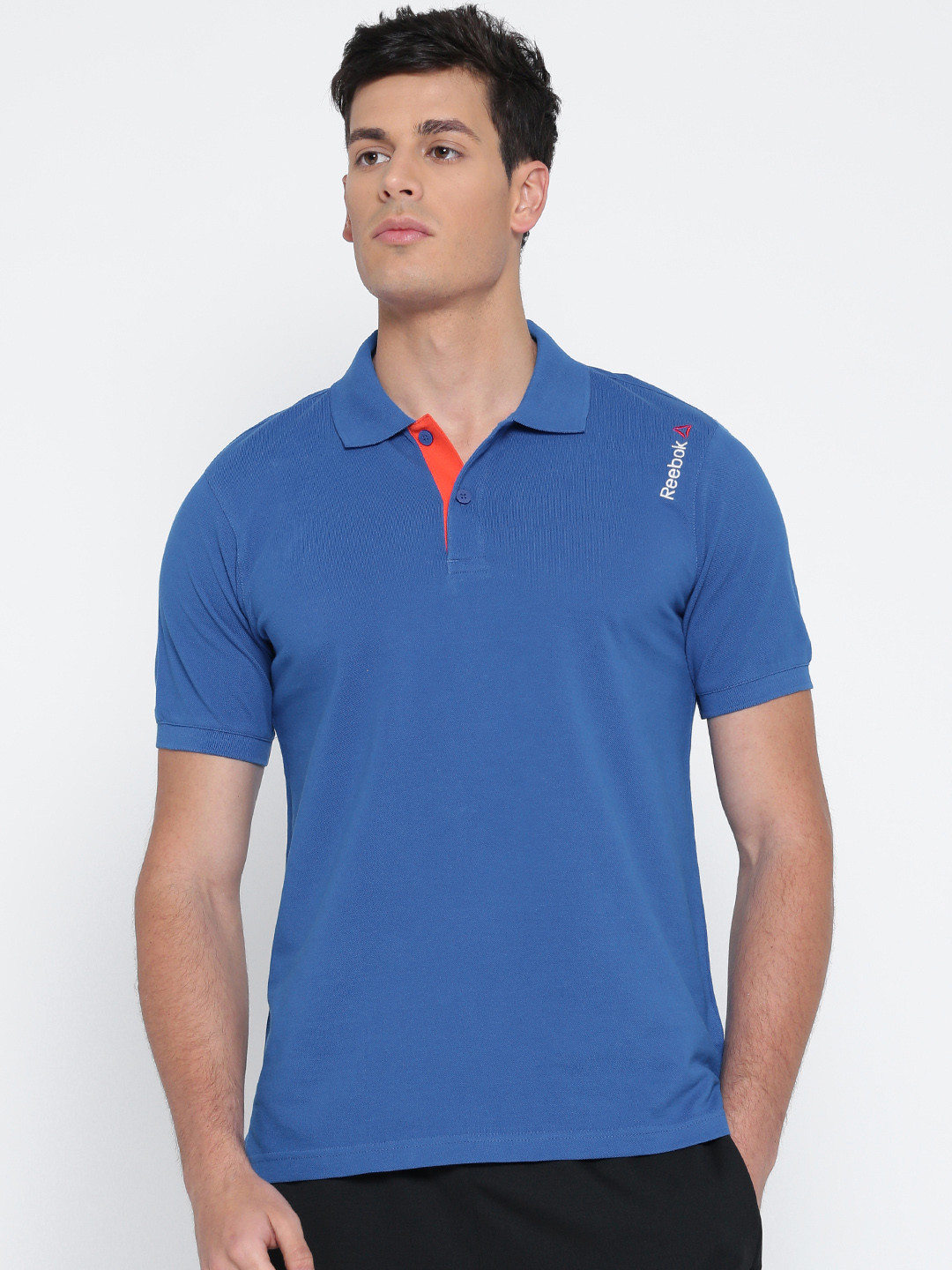 Buy Reebok Men Blue Core Cotton Polo Collar Training Pure Cotton T