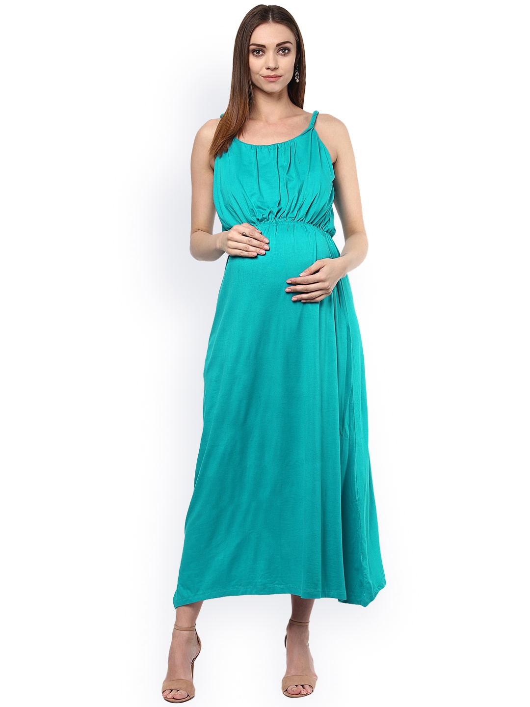 Buy Mamacouture Women Blue Solid Maternity Maxi Dress - Dresses for ...