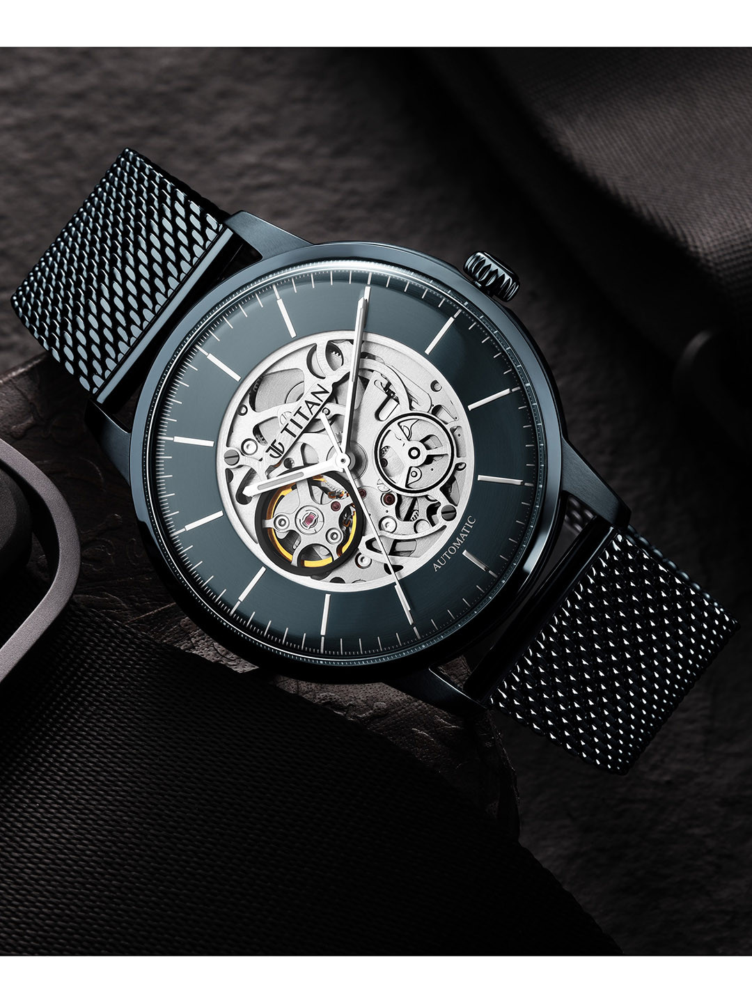 Buy Titan Men Blue Patterned Dial & Stainless Steel Bracelet Style