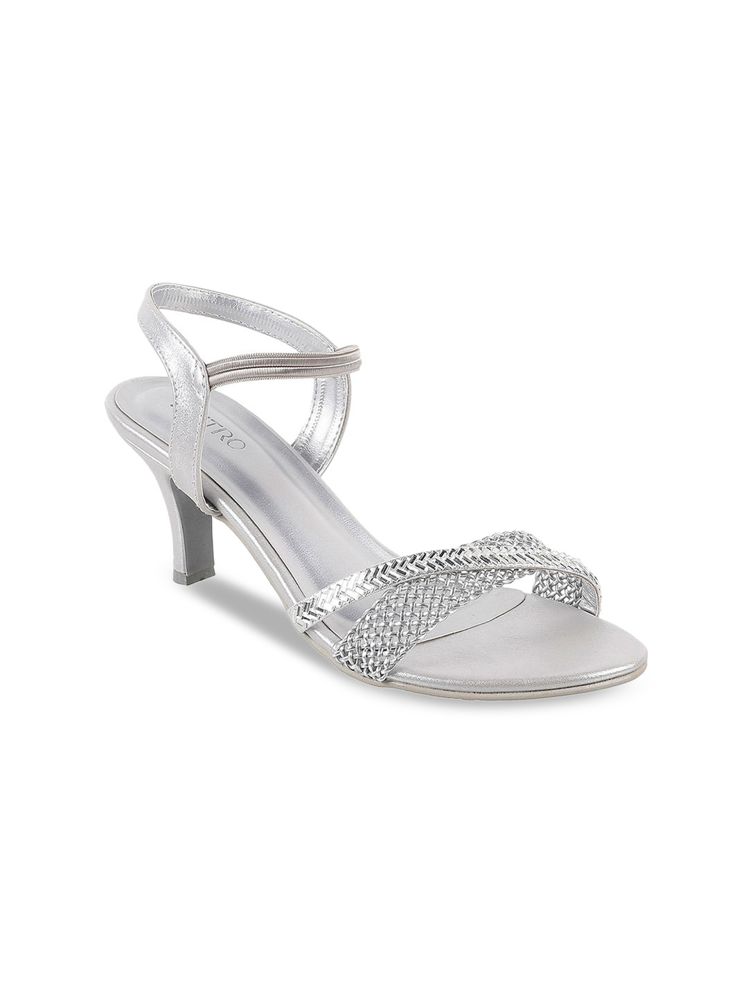 Buy Metro Silver Toned Embellished Sandals Heels for Women 18121290