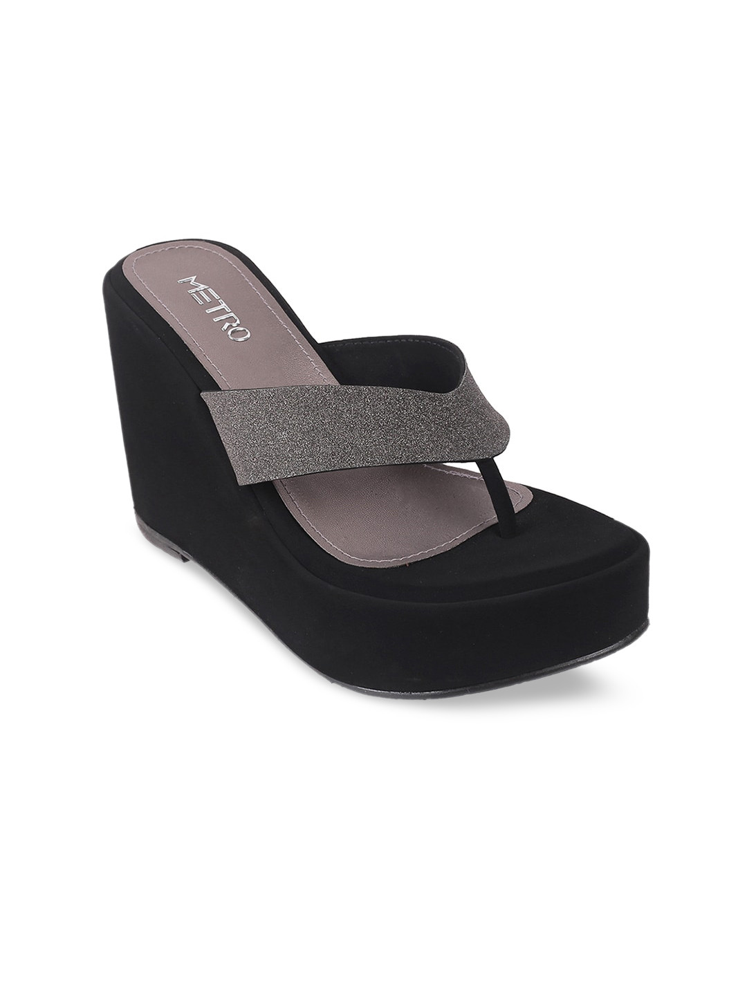 Buy Metro Black Wedge Heels Heels for Women 18121426 Myntra