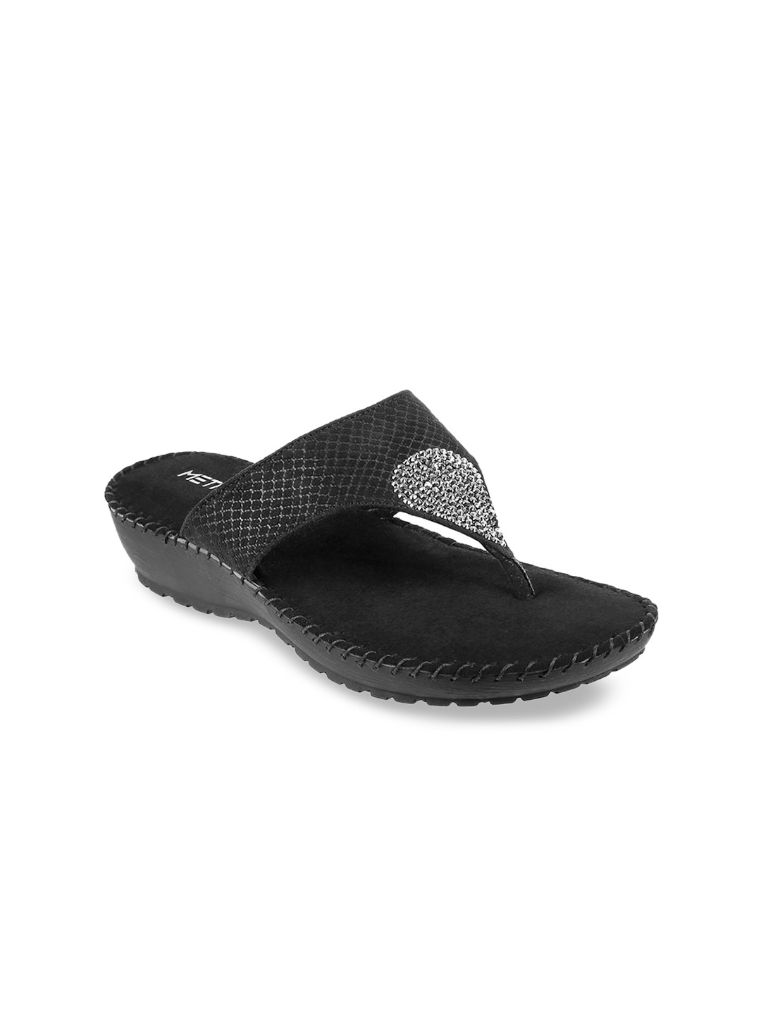 Buy Metro Black Embellished Wedge Heels Heels for Women 18121472 Myntra