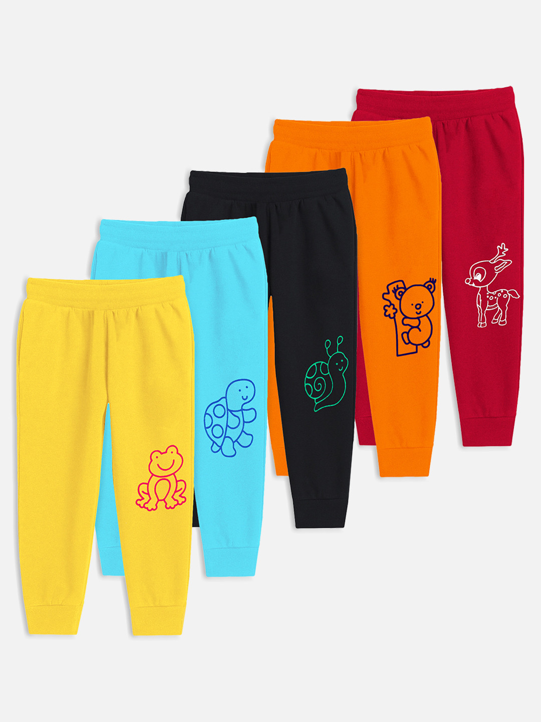 Buy Trampoline Kids Pack Of 5 Printed Joggers Track Pants for Unisex