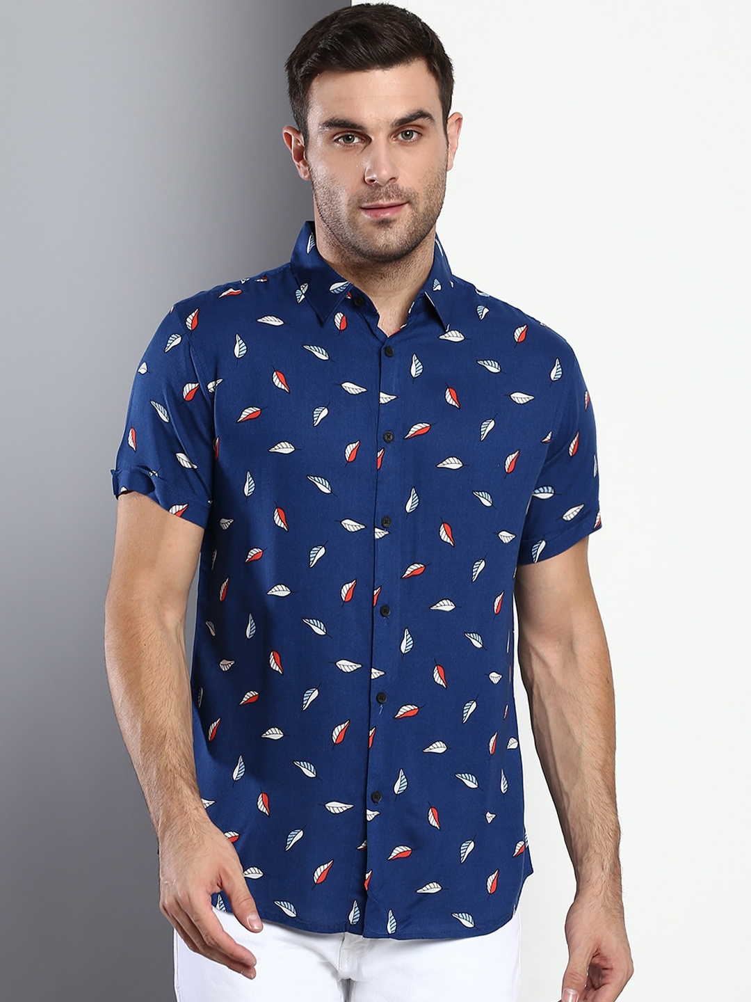 Buy Dennis Lingo Men Blue Slim Fit Printed Casual Shirt - Shirts for ...