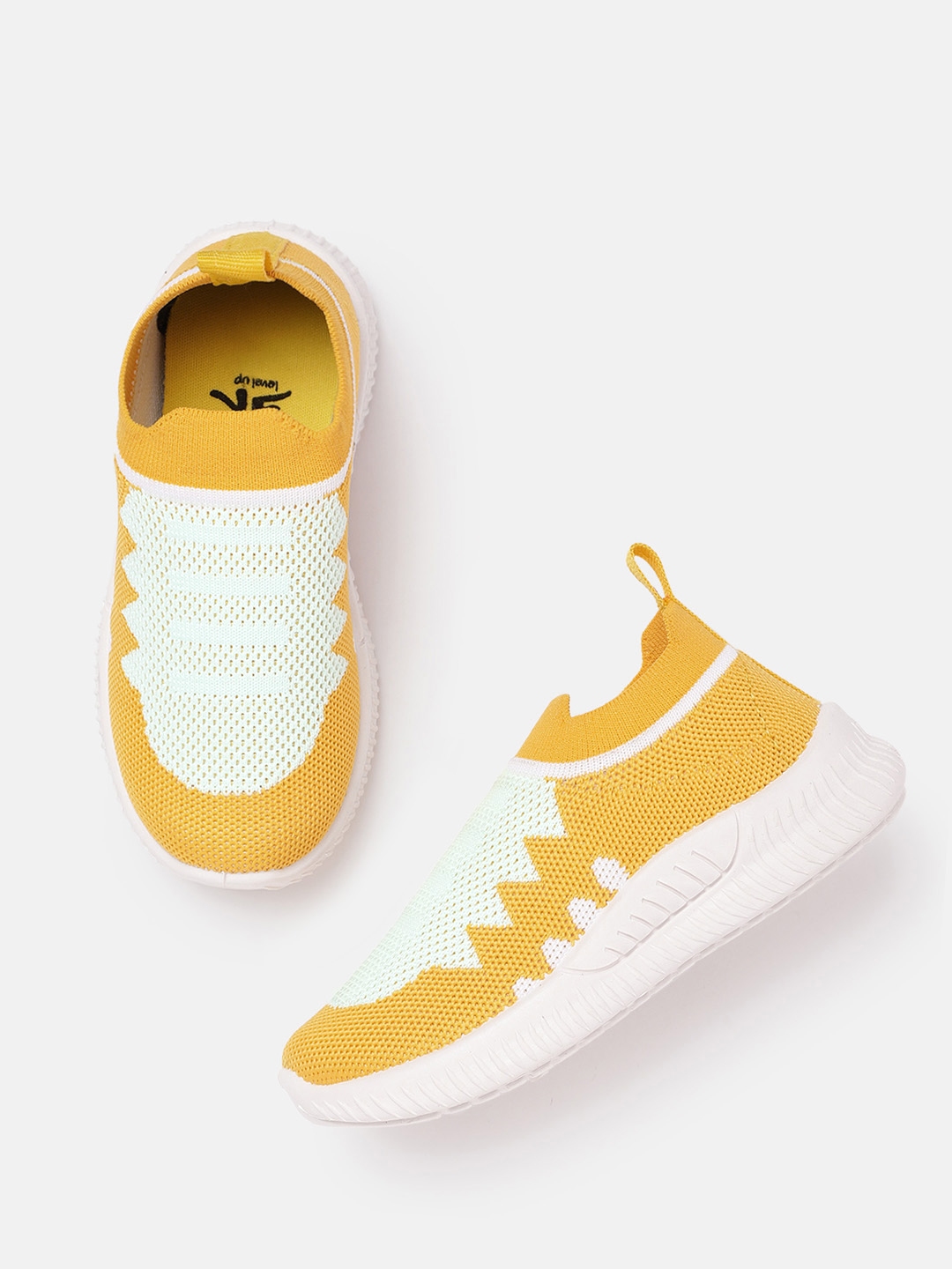 buy-yk-boys-yellow-mint-green-woven-design-slip-on-sneakers-casual