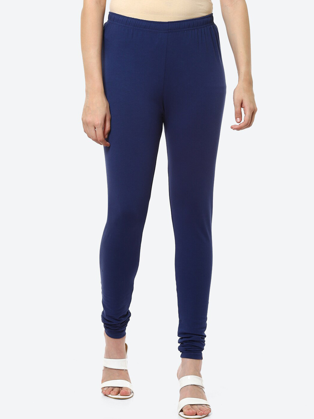 Buy Biba Women Navy Blue Solid Churidar Length Leggings Leggings for