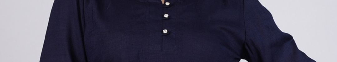 Buy NITVAN Navy Blue Mandarin Collar Top - Tops for Women 18130712 | Myntra
