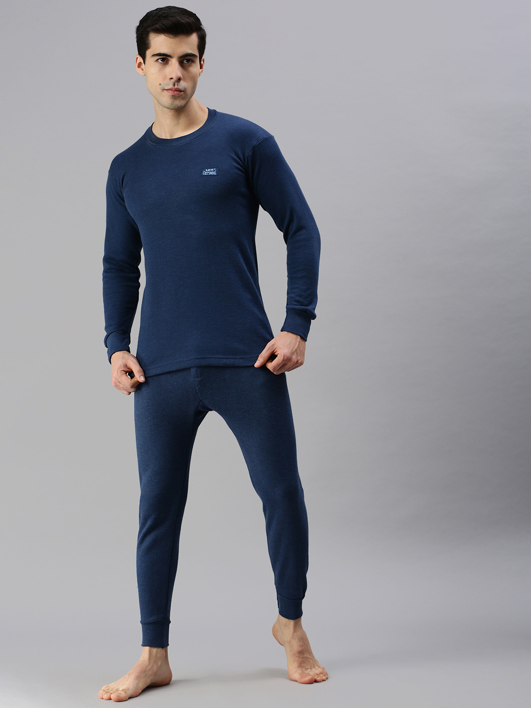 Buy Lux Cottswool Blue Thermal Clothing Set Thermal Set for Men