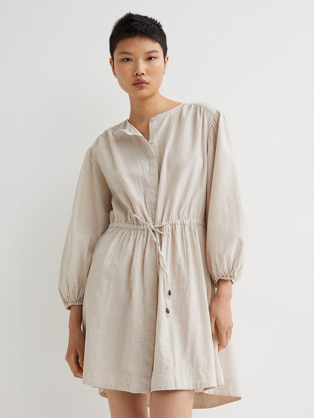 Buy H&M Beige Short Linen Blend Dress Dresses for Women 18131490 Myntra