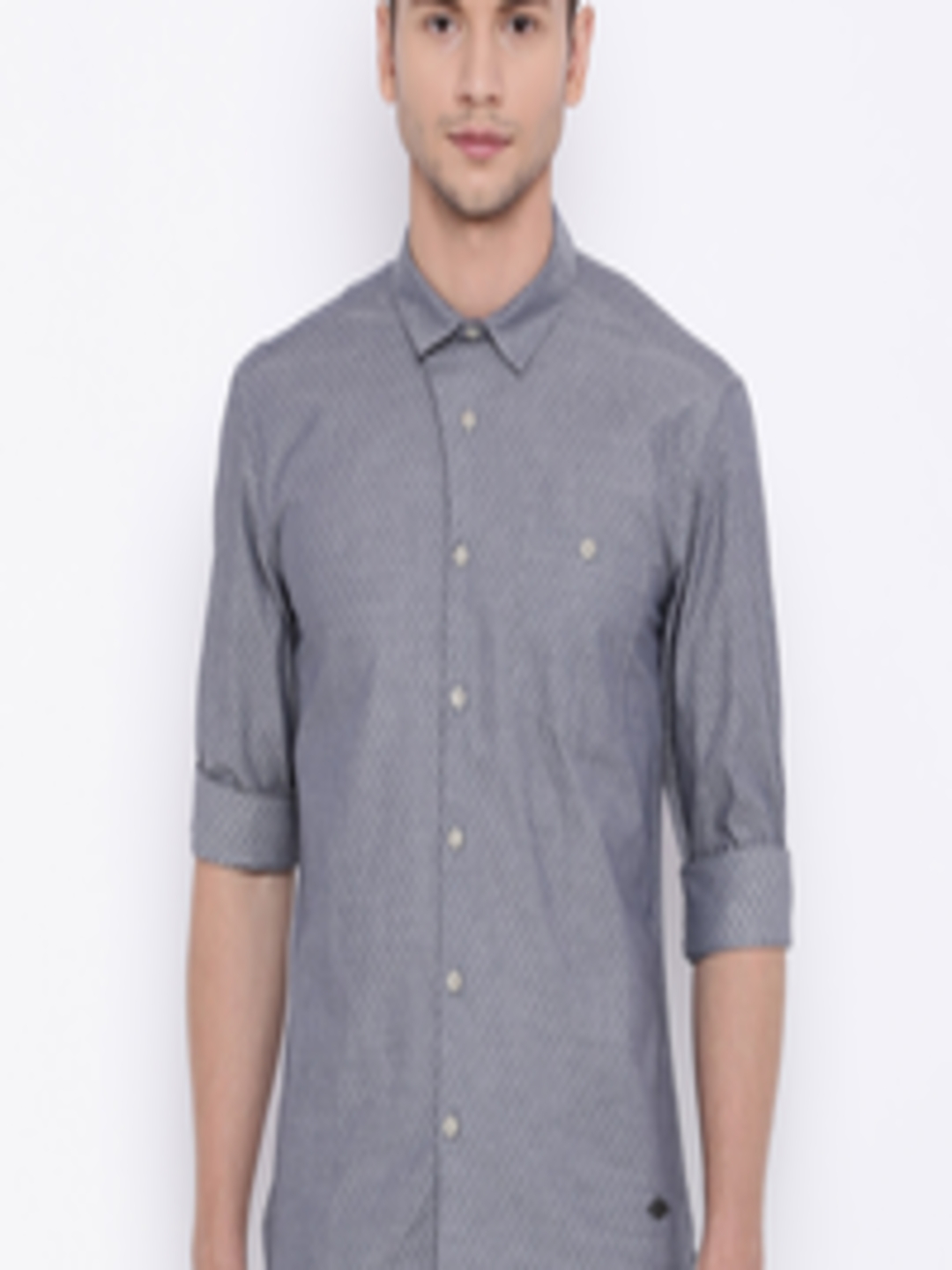 Buy Voi Jeans Men Blue Slim Fit Self Design Casual Shirt - Shirts for ...