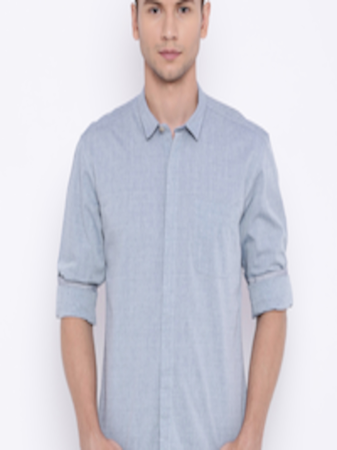 Buy Voi Jeans Men Blue Slim Fit Self Design Casual Shirt - Shirts for ...